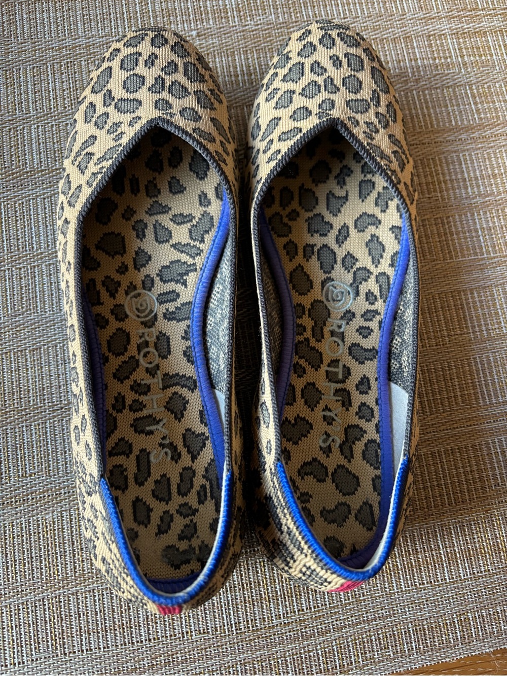 Rothy's Leopard Print Ballet Flats in Tan and Black
